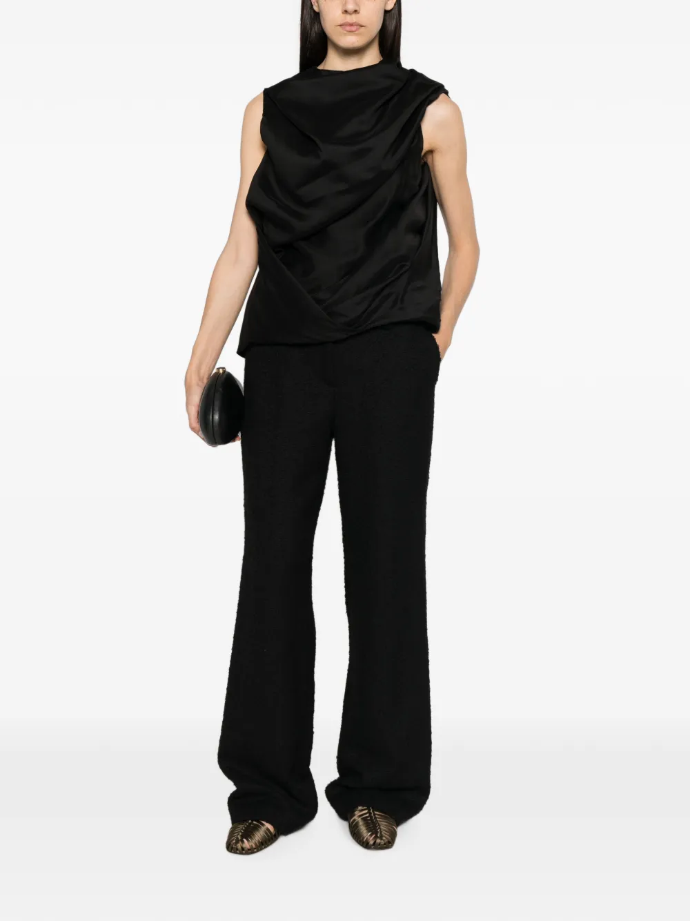 Magda Butrym Bouclé-knit Wide-leg Trousers in Green, view 2