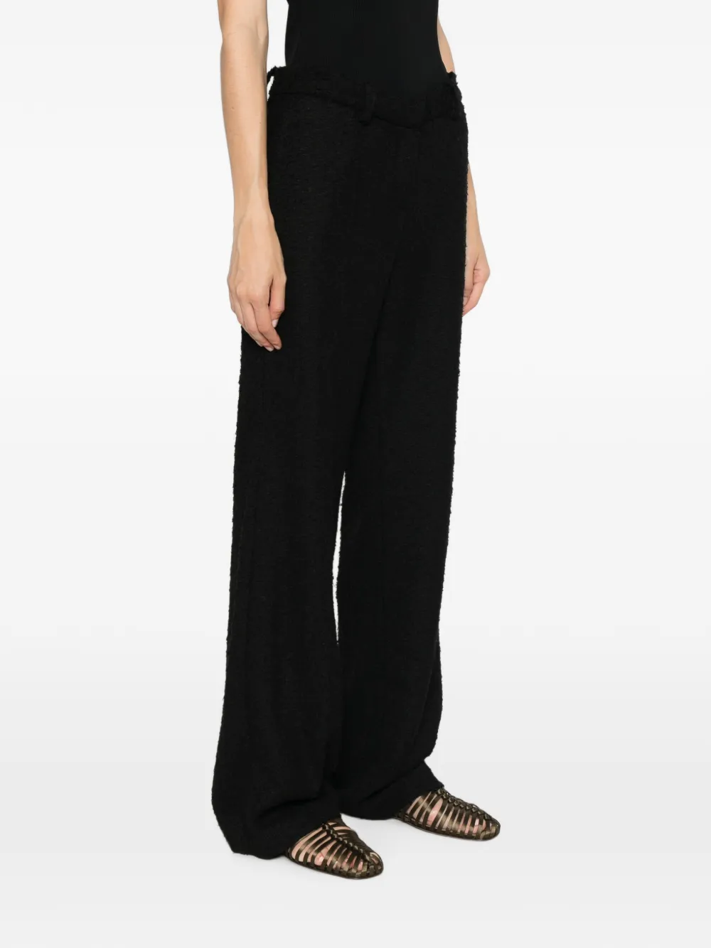 Magda Butrym Bouclé-knit Wide-leg Trousers in Green, view 3