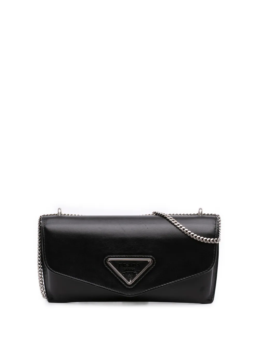 Prada Pre-Owned 2013-2026 Calfskin Envelope Clutch With Chain crossbody bag - Black