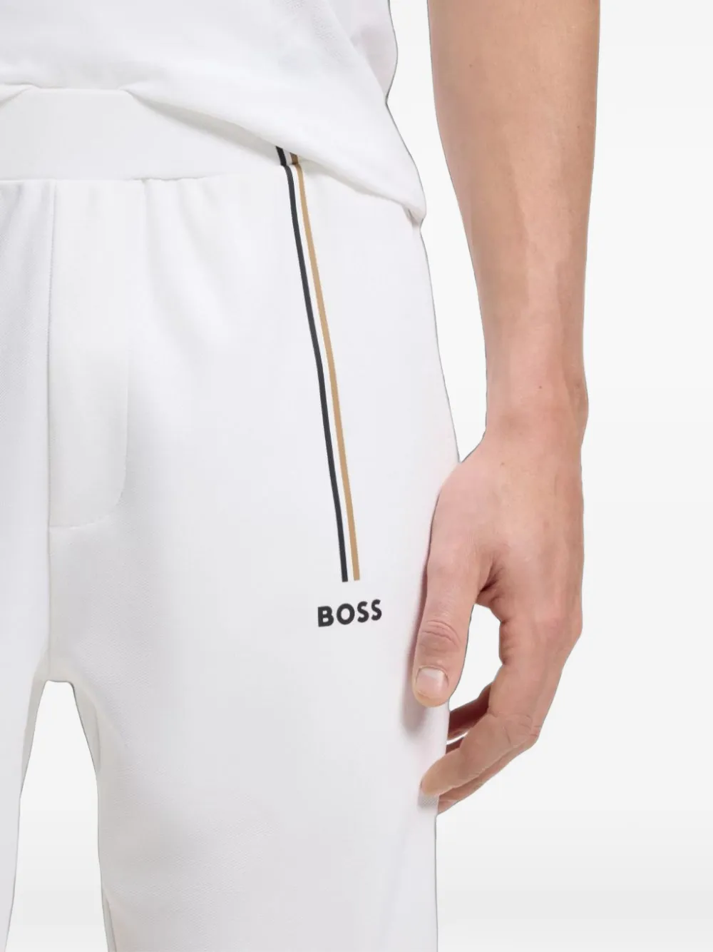 BOSS Trainingsbroek met logoprint Wit