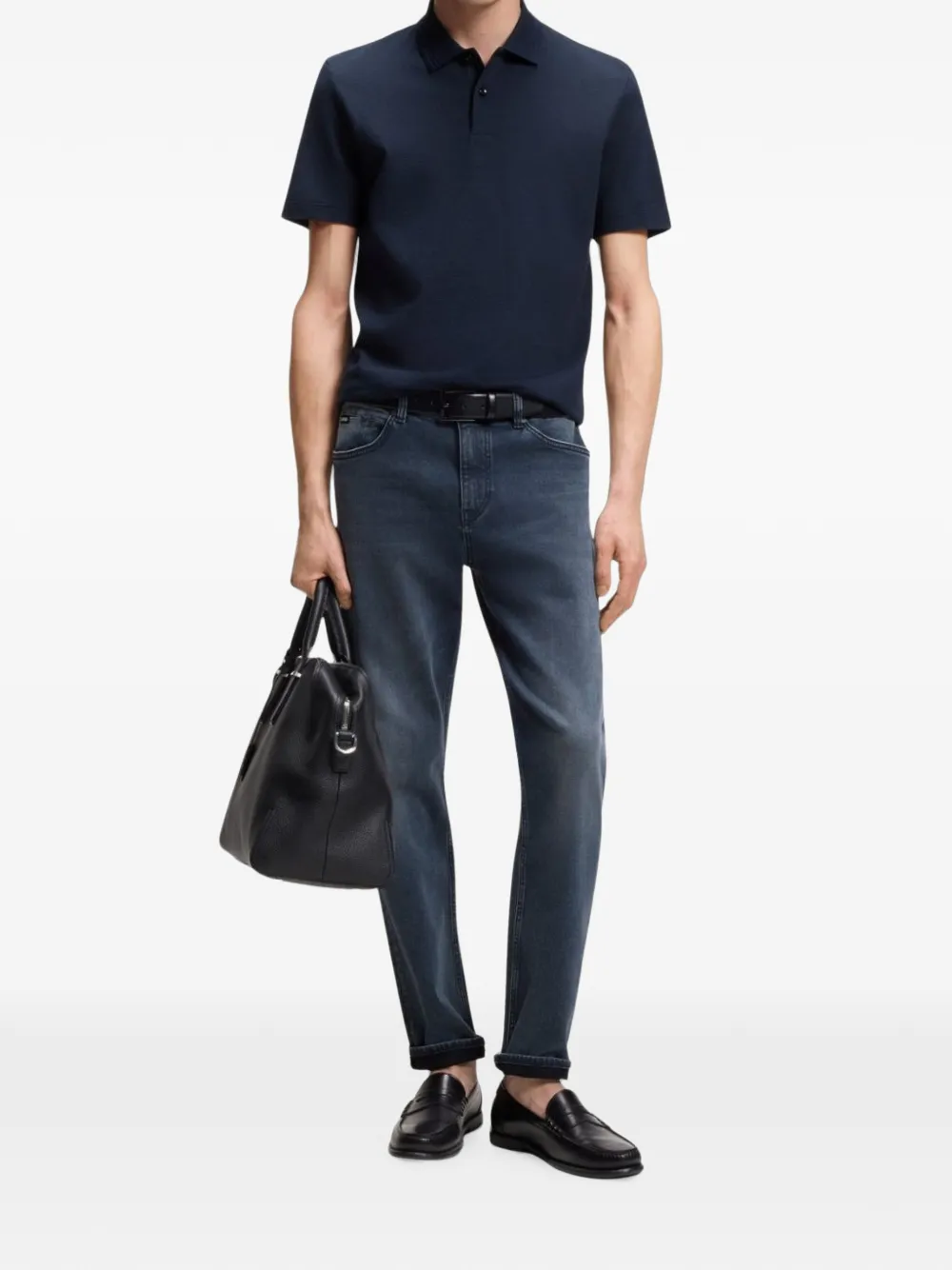 BOSS Regular-fit jeans van een stretch katoenen blend Blauw