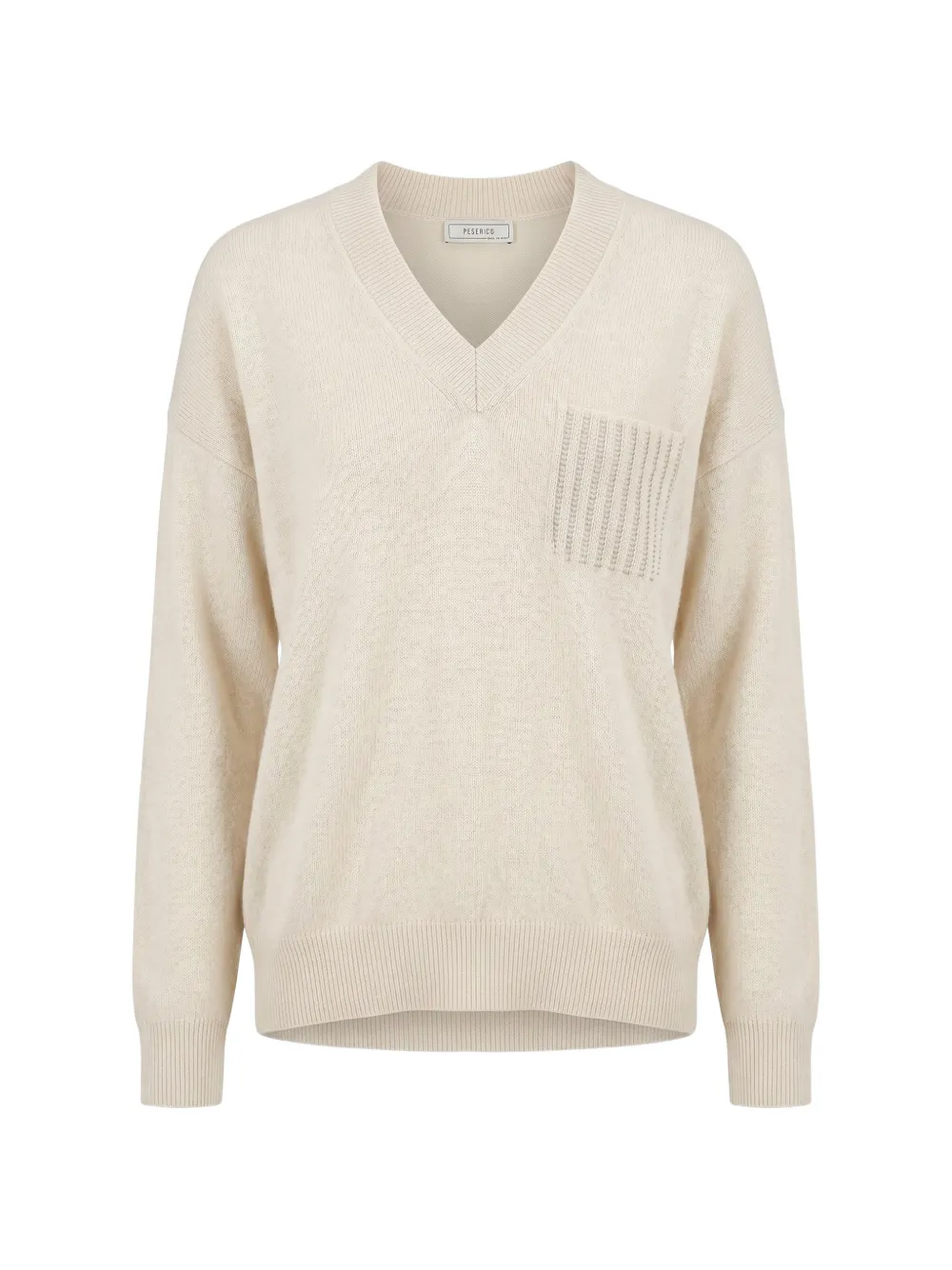 Peserico V-neck patch-pocket sweater - Nude