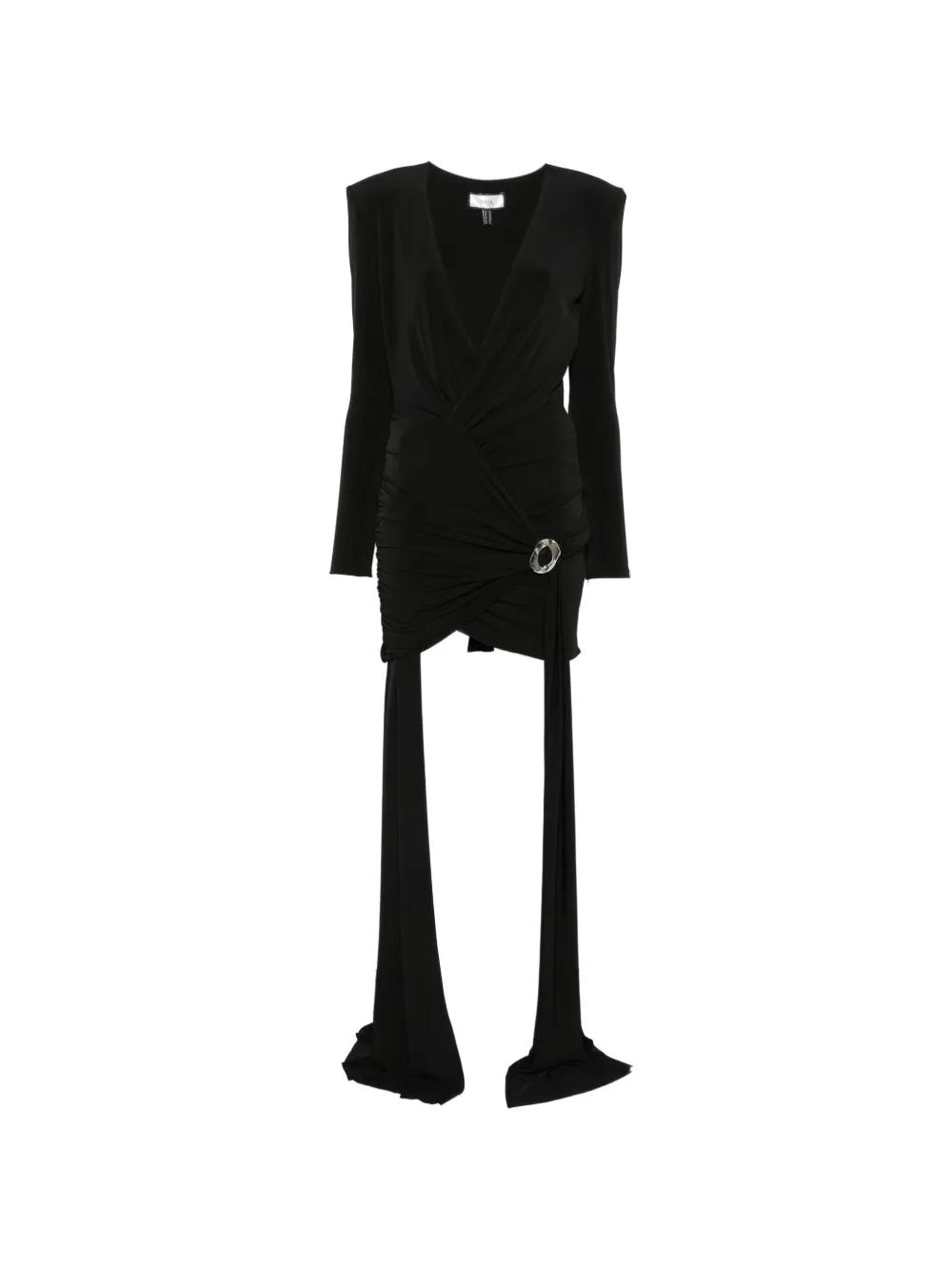 NISSA ruched draped-detail dress Zwart