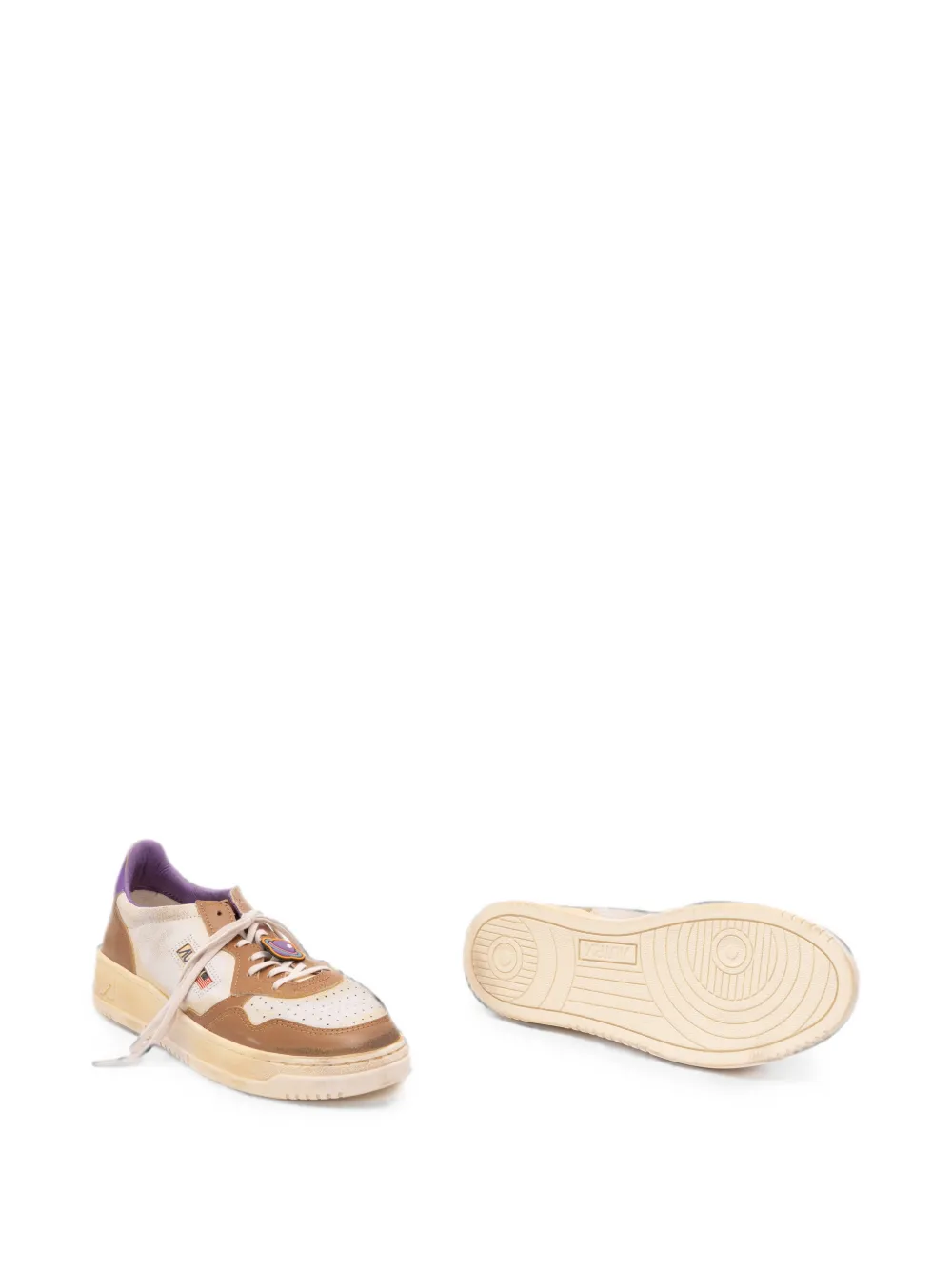 Autry Medalist distressed leather sneakers Wit