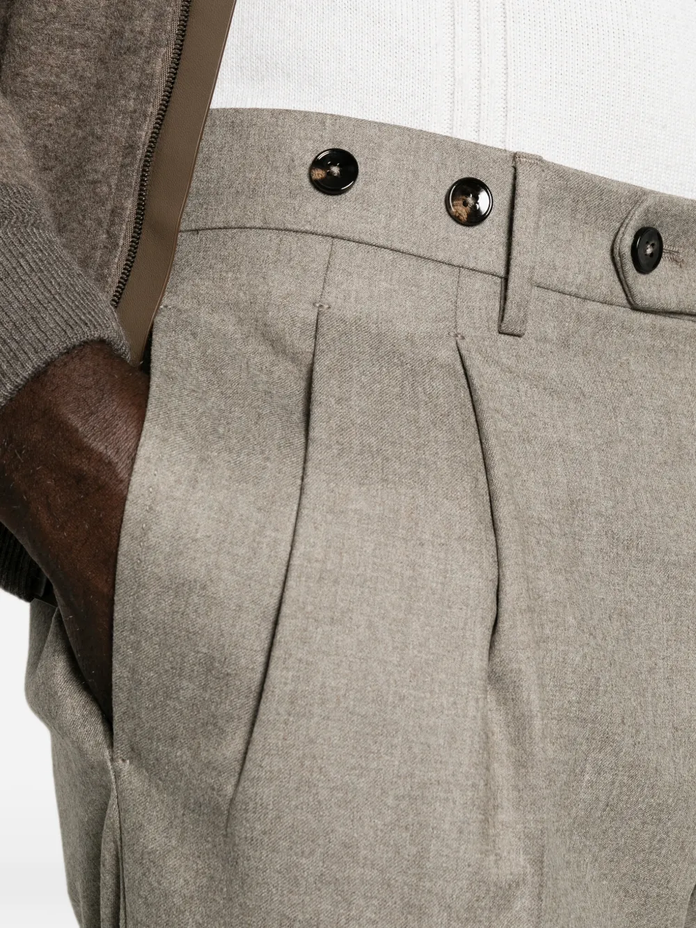 Berwich Wollen plooibroek Beige