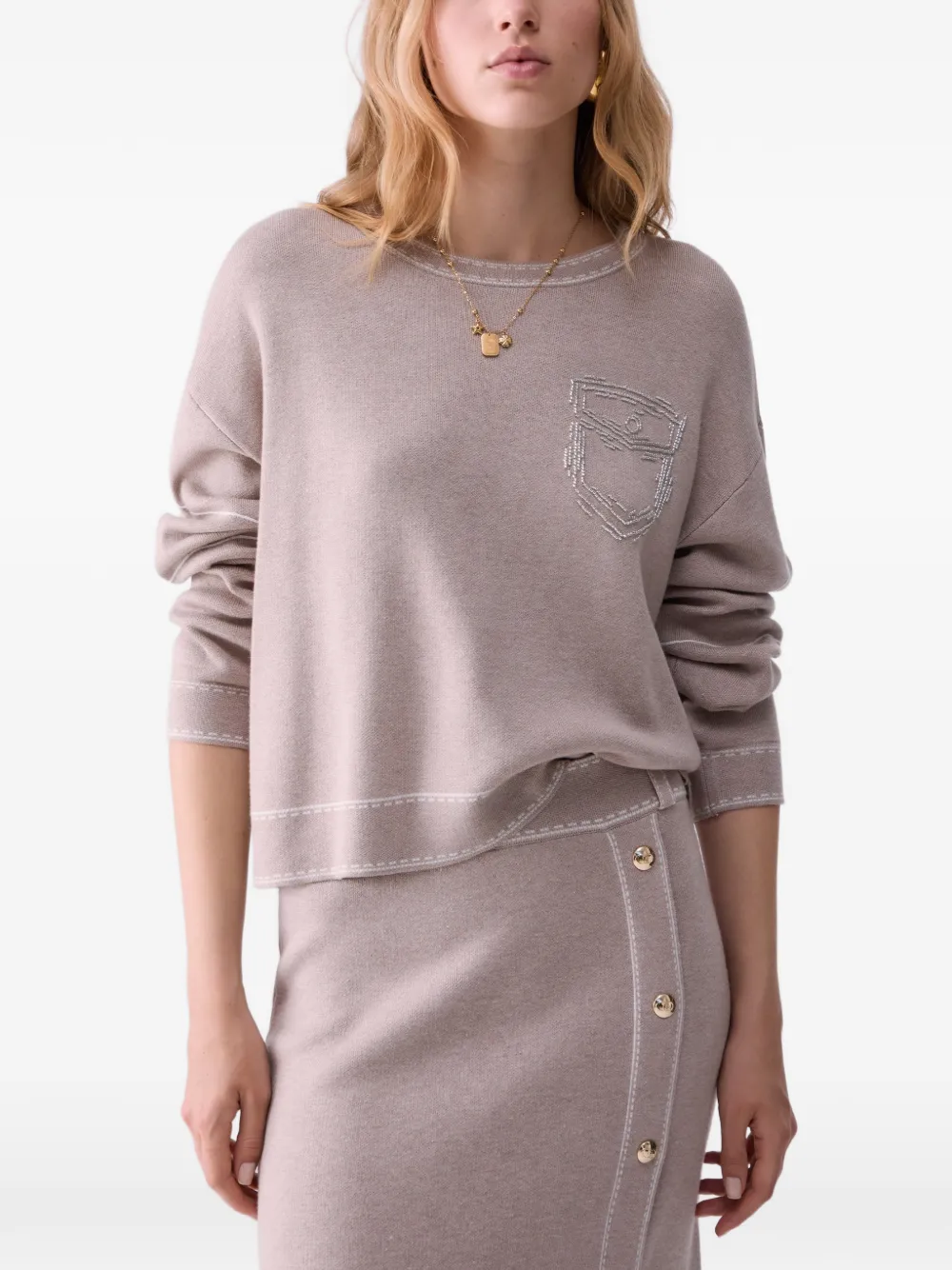 LIU JO Trui met stiksels Beige