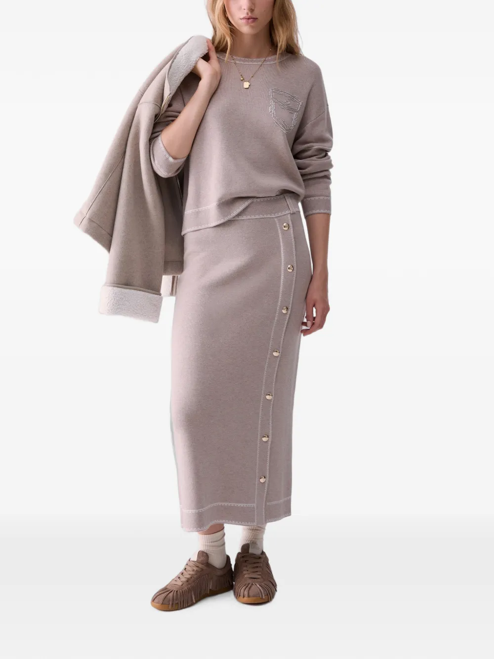 LIU JO Trui met stiksels Beige