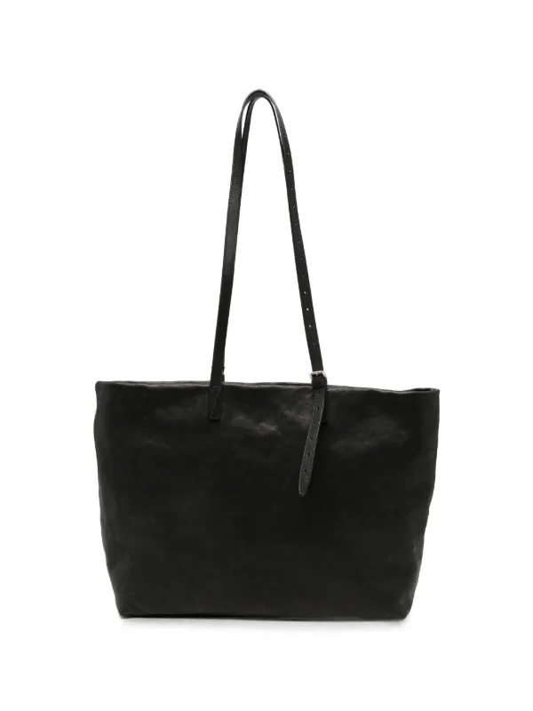 Ann Demeulemeester Distressed Leather Tote Bag in Black
