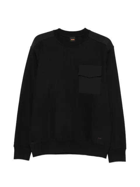 BOSS ribbed-knit chest-pocket sweater