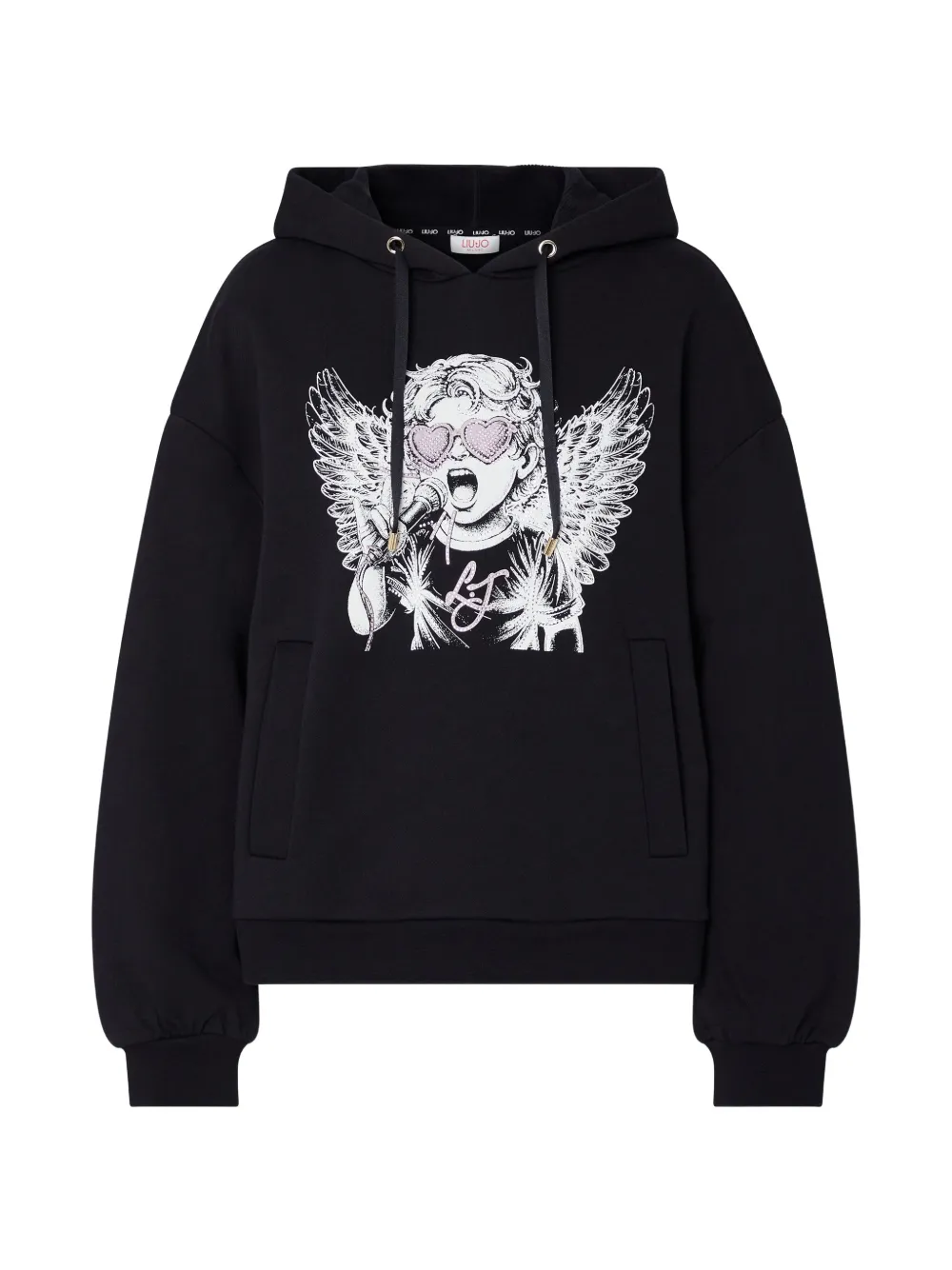 LIU JO graphic-print drawstring hoodie - Nero