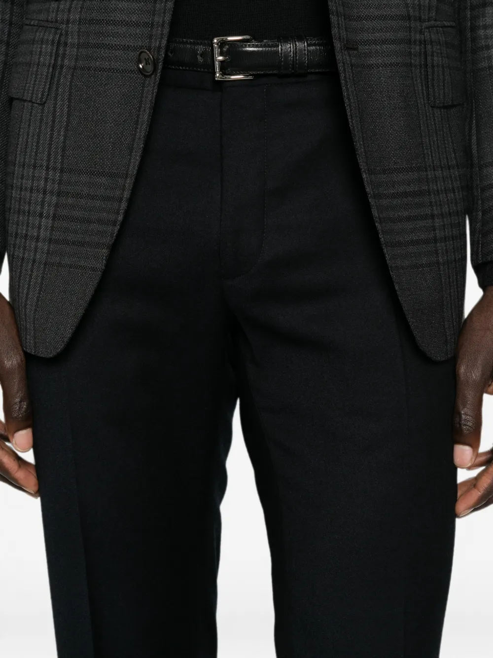 Incotex pressed-crease slim-fit trousers Zwart