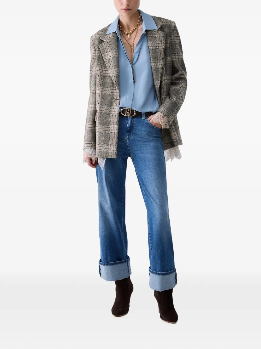 LIU JO Straight jeans met logogesp Blauw