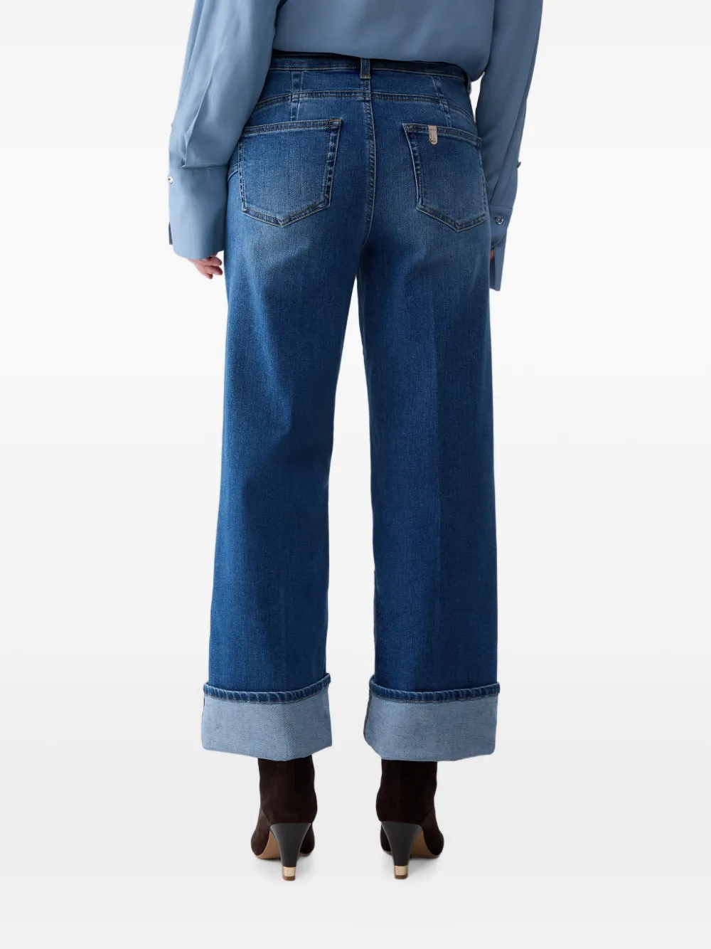LIU JO Straight jeans met logogesp Blauw