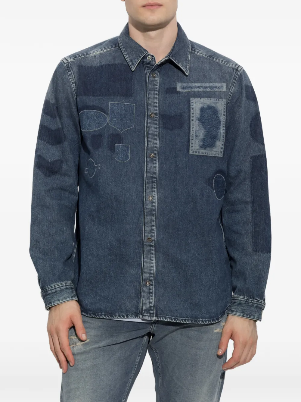 Diesel Overhemd met patchdetail Blauw