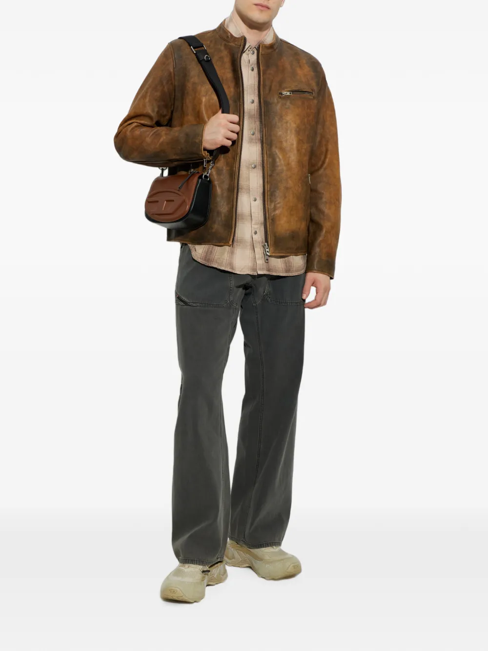 Diesel Overhemd met geborduurd logo Beige