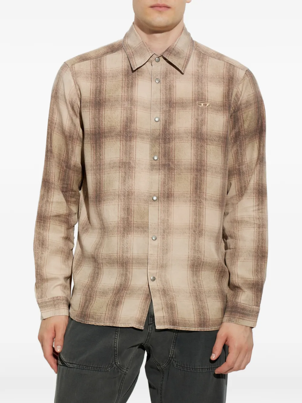 Diesel Overhemd met geborduurd logo Beige