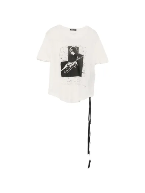 Ann Demeulemeester playera con estampado gráfico y detalle de listón