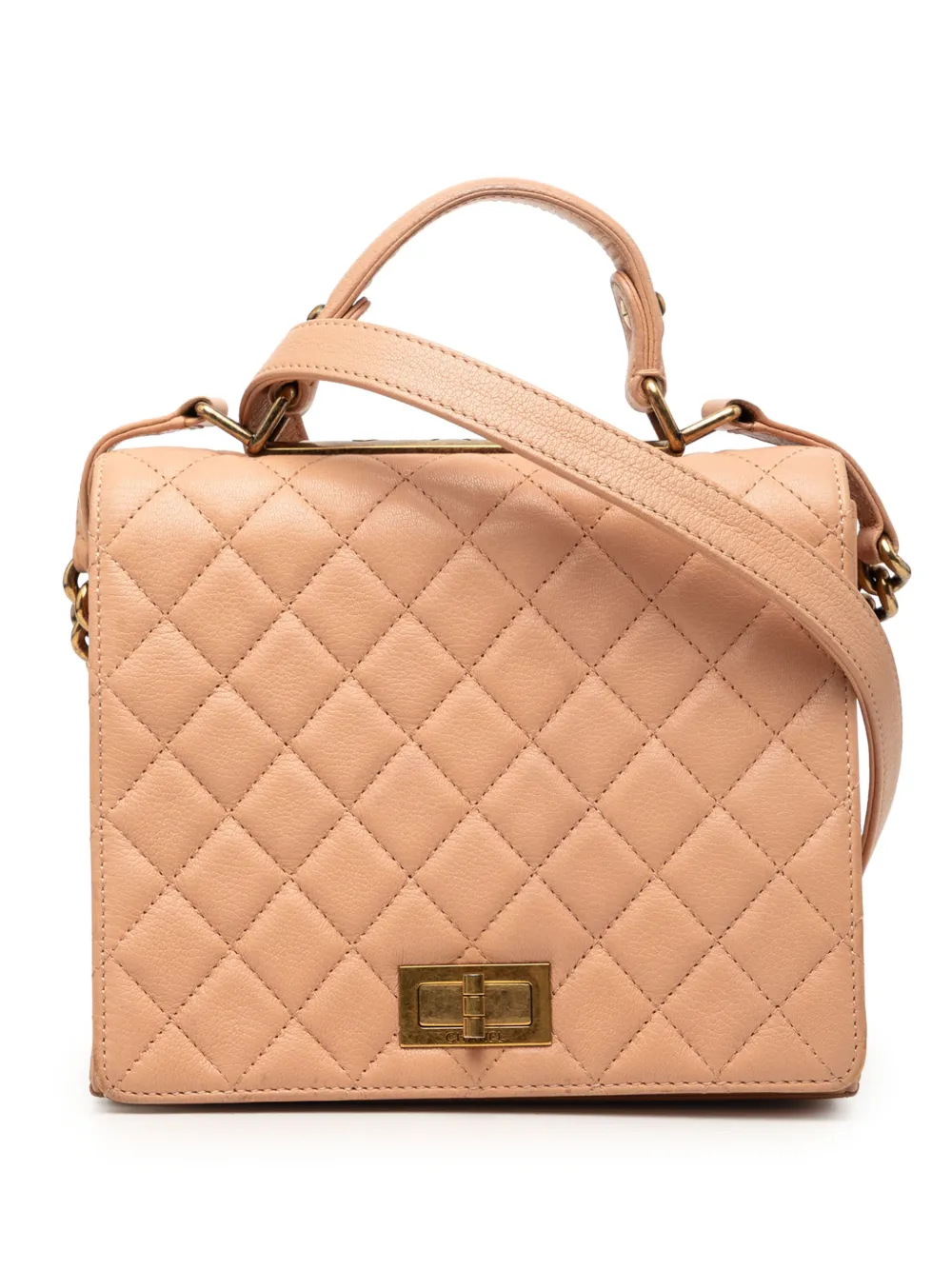 CHANEL Pre-Owned 2012-2013 Large Quilted Goatskin Reissue 2.55 Rita Top Handle Flap satchel - Neutrals