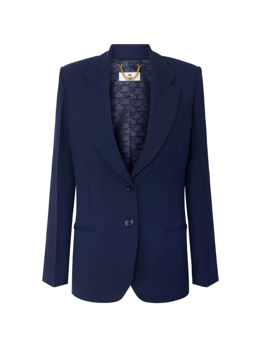 Elisabetta Franchi Gabardine jack met enkele rij knopen Blauw