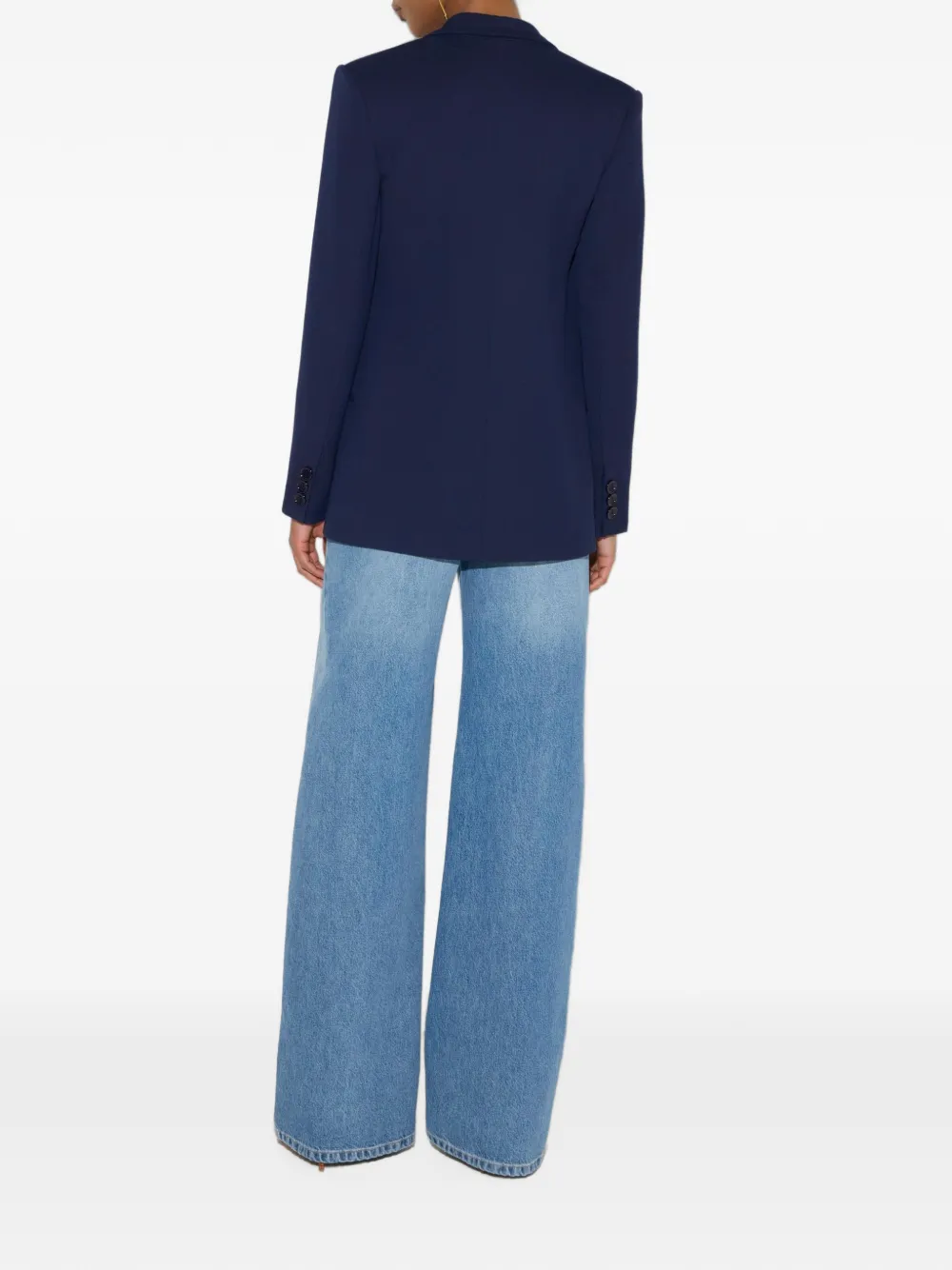 Elisabetta Franchi Gabardine jack met enkele rij knopen Blauw