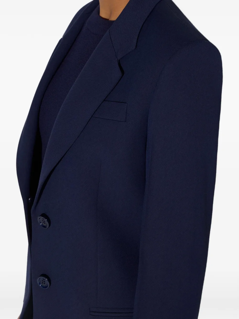 Elisabetta Franchi Gabardine jack met enkele rij knopen Blauw