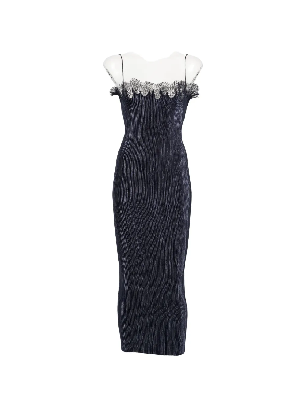 FFORME lace-trim plissé dress - Blau