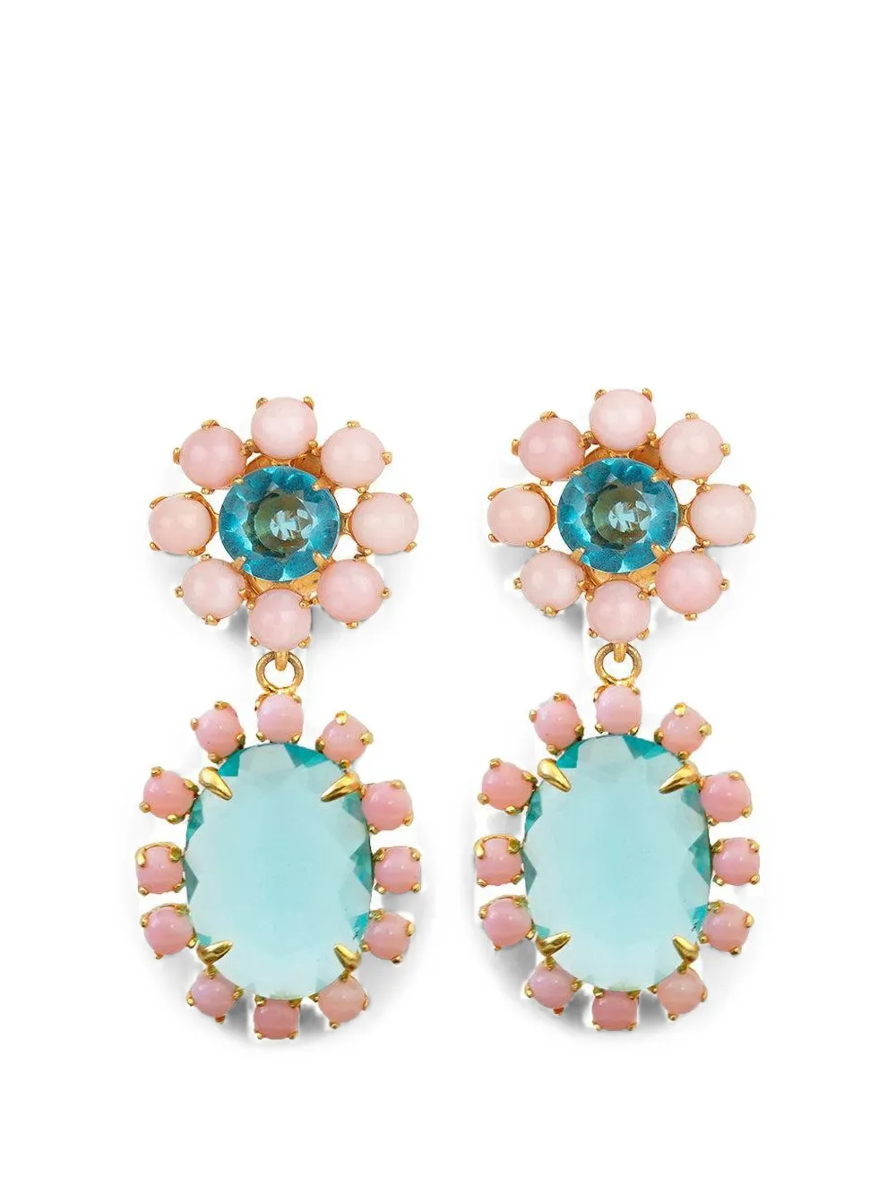 Bounkit Jewelry quartz and opal drop earrings - Oro