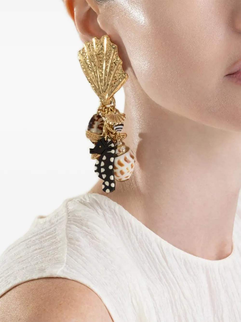 Gas Bijoux Shellita beach charm earrings - Oro