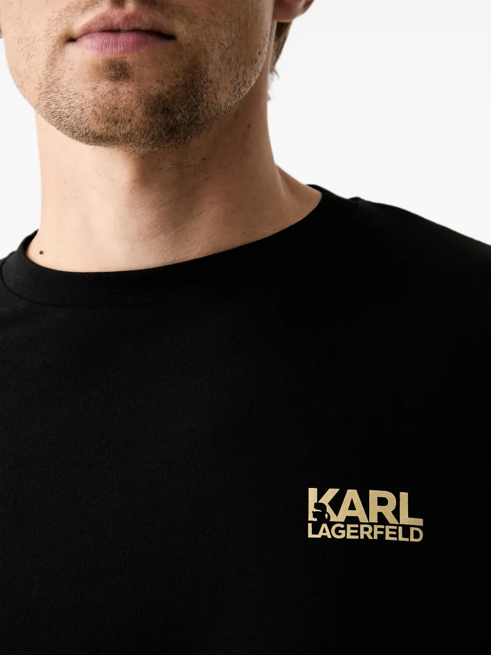 Karl Lagerfeld logo-print crew-neck T-shirt Zwart