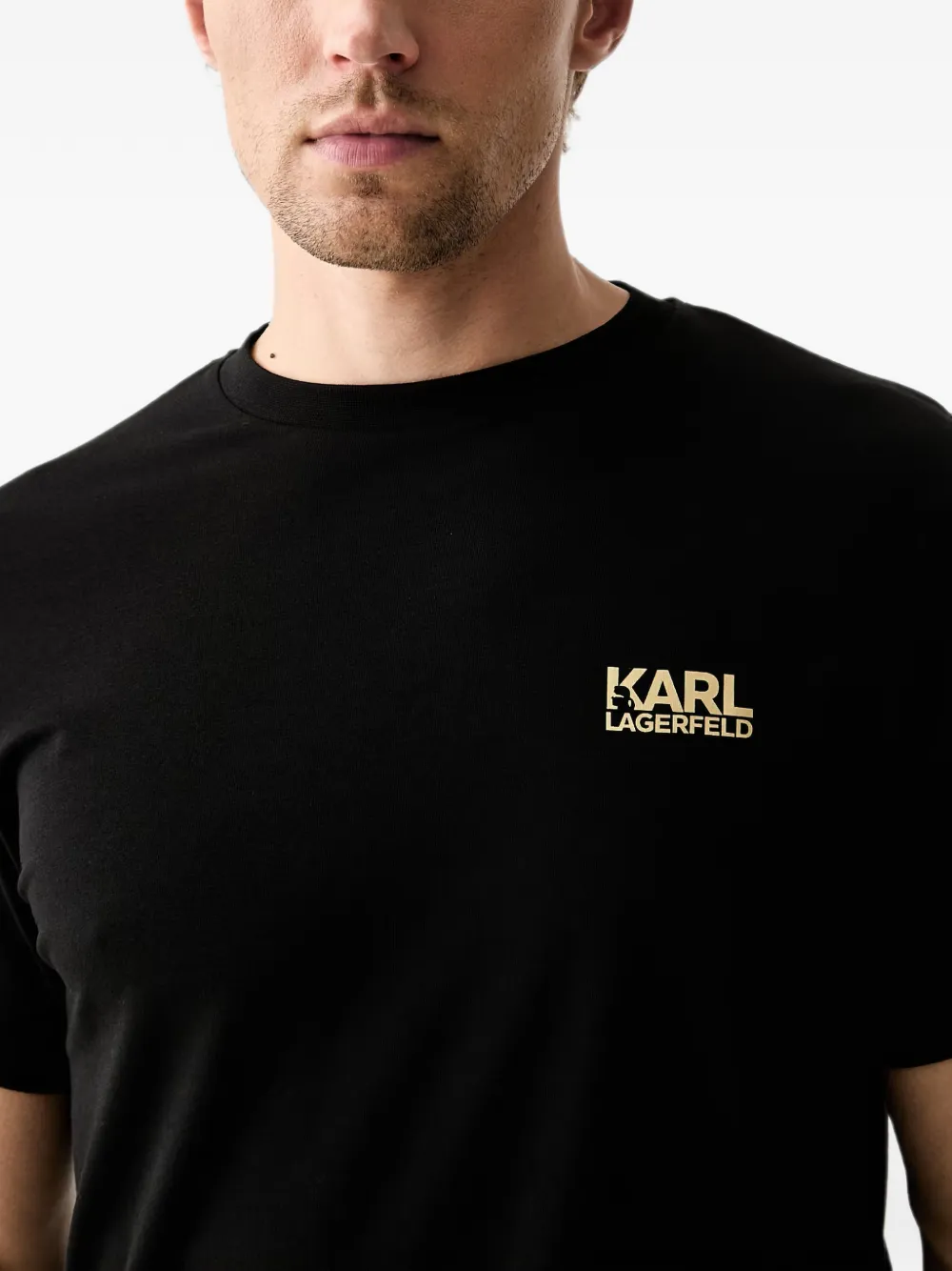 Karl Lagerfeld logo-print crew-neck T-shirt Zwart
