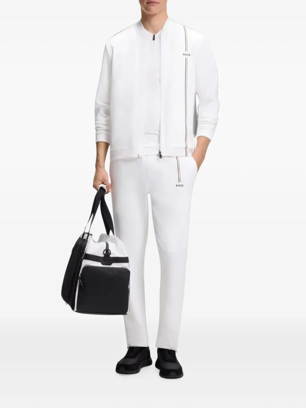 BOSS Sweater met logoprint Wit