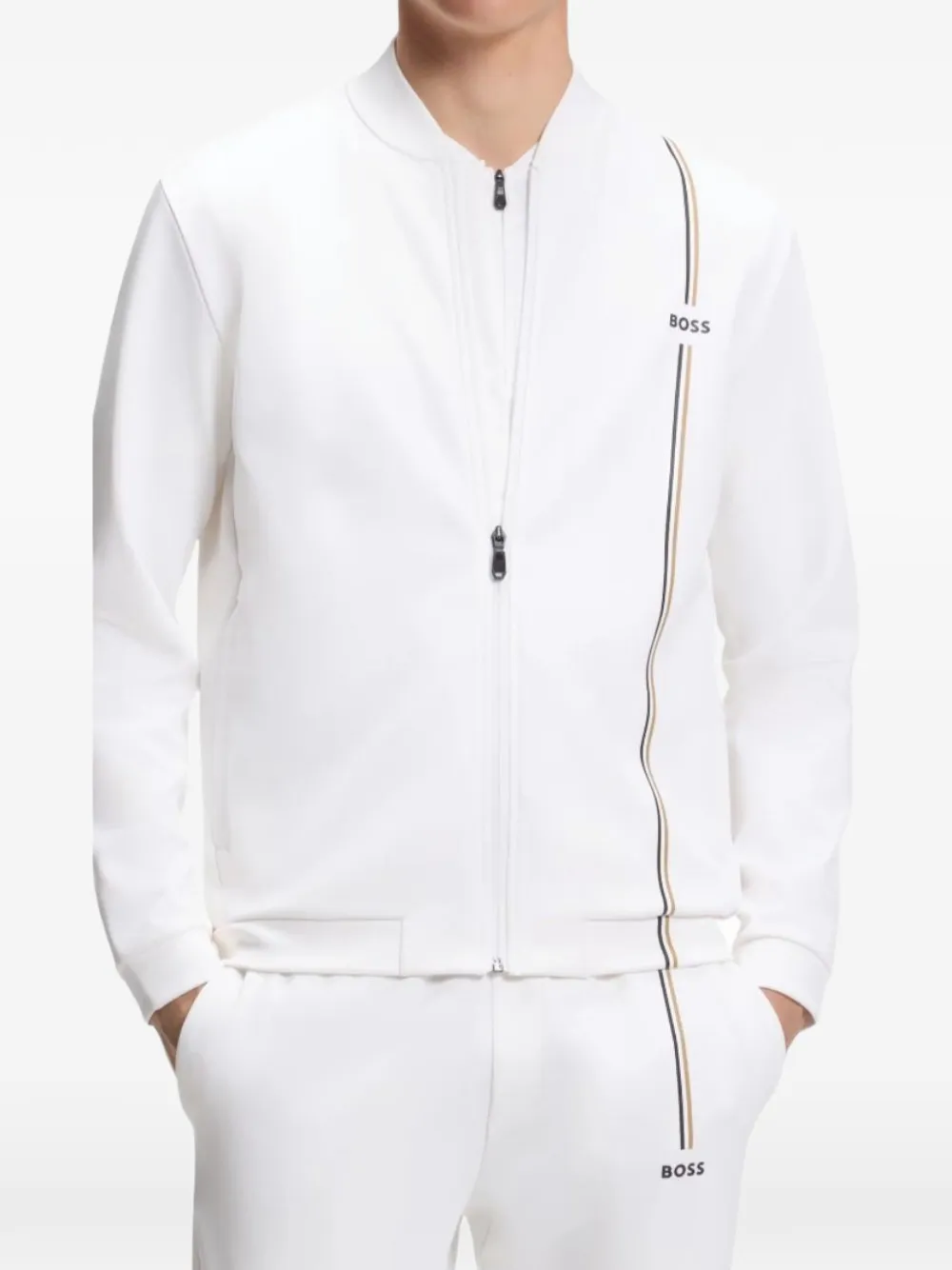 BOSS Sweater met logoprint Wit