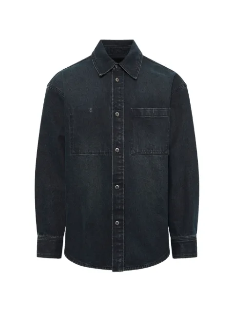 Wooyoungmi back-logo washed-denim shirt