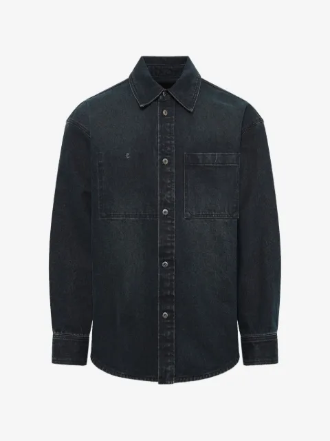 Wooyoungmi back-logo washed-denim shirt