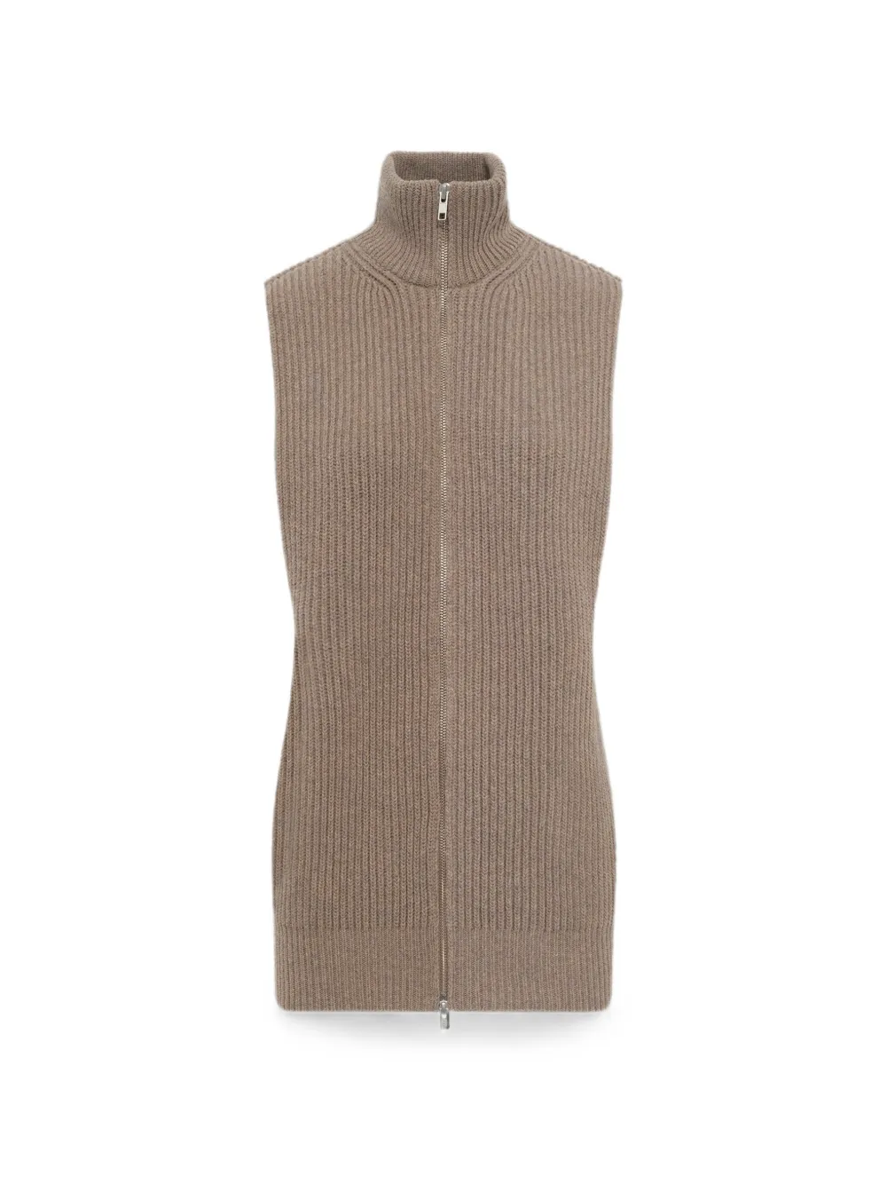 MM6 Maison Margiela Gerippte Strickweste mit Reißverschluss - Nude