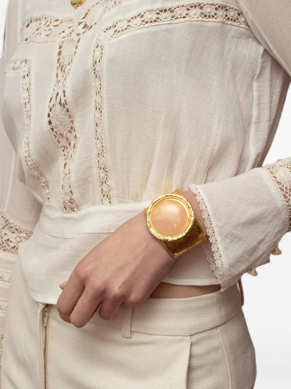 Sylvia Toledano Sphere quartz-rose cuff bracelet - Oro