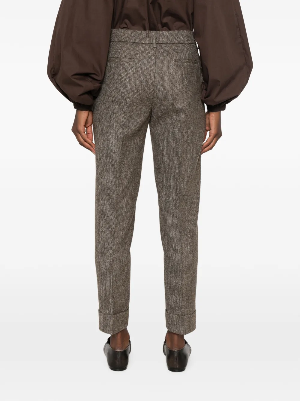 Berwich Broek met visgraatpatroon Bruin