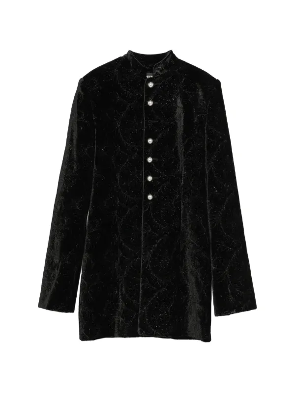 Ann Demeulemeester Jacquard-patterned Pearl-button Jacket in Black