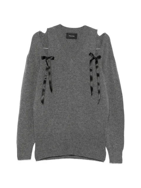 Simone Rocha bow-embellished cold-shoulder sweater