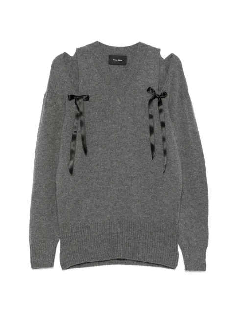 Simone Rocha bow-embellished cold-shoulder sweater