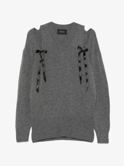 Simone Rocha bow-embellished cold-shoulder sweater