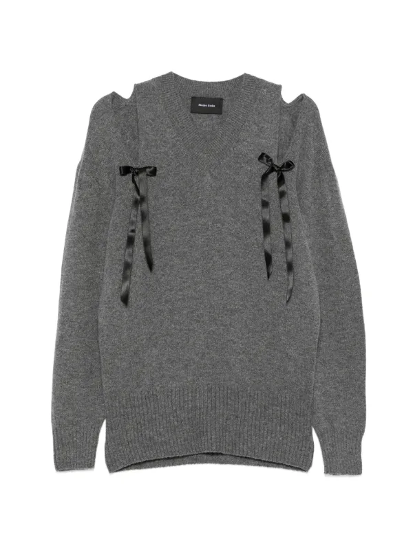 Simone Rocha Bow-embellished Cold-shoulder Sweater in Grey