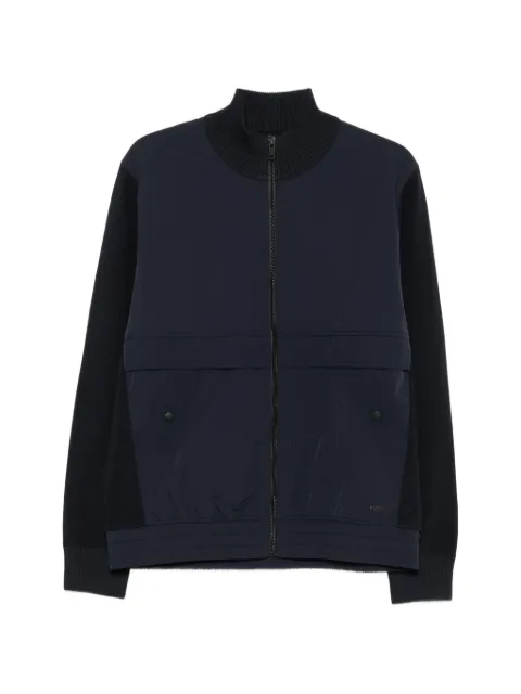 BOSS knitted-panel zip-up jacket