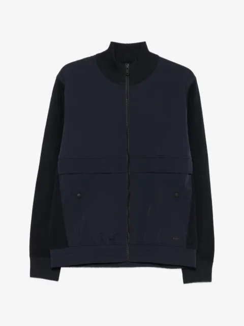 BOSS knitted-panel zip-up jacket
