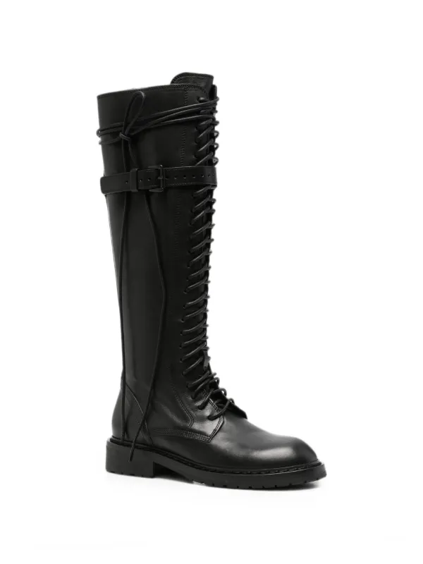 ANN DEMEULEMEESTER レースアップブーツ 黒 23～23.5 Ann Demeulemeester バックル レースアップブーツ | ブラック
