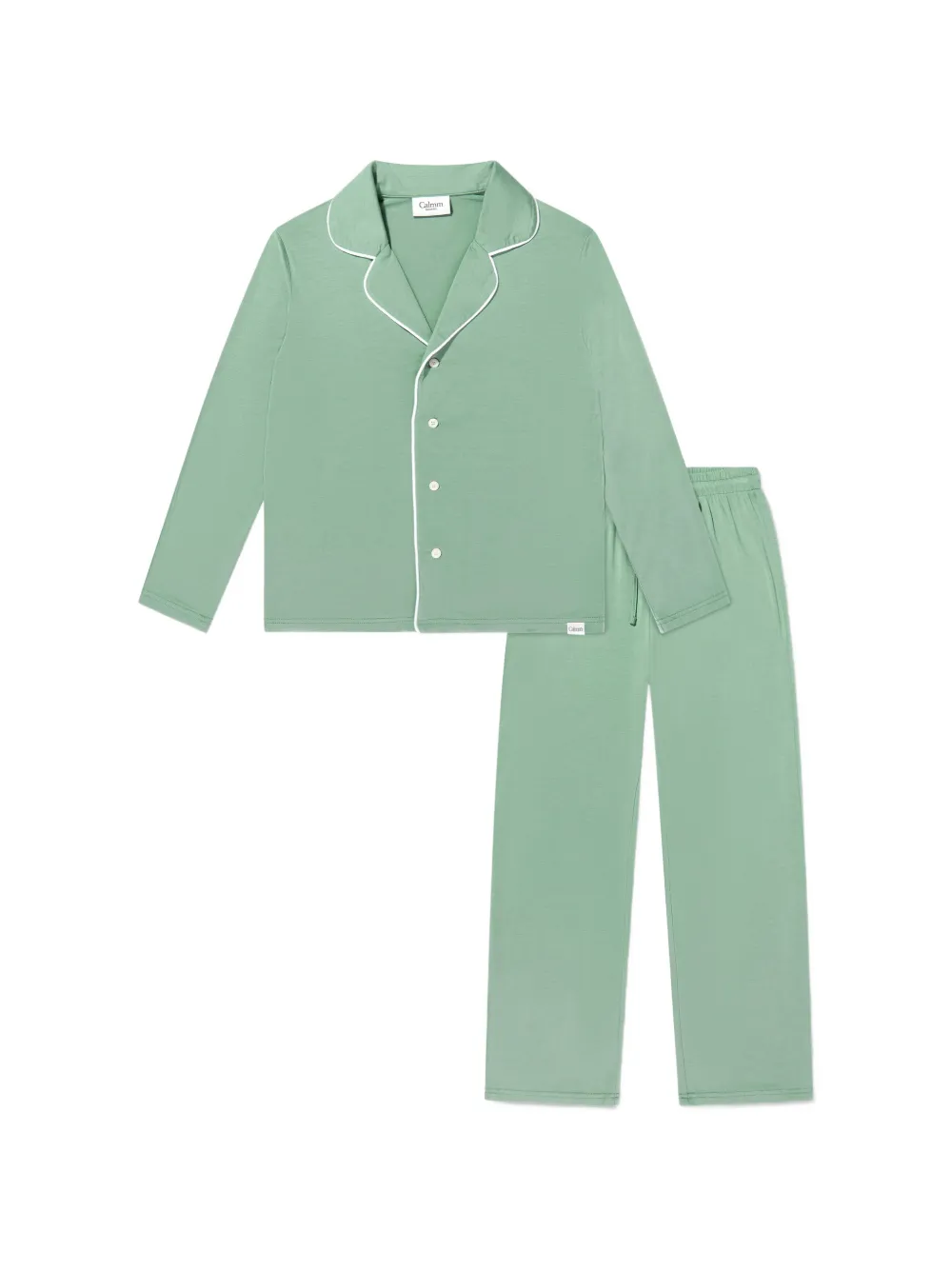 Calmm piped-trim pajamas - Grün