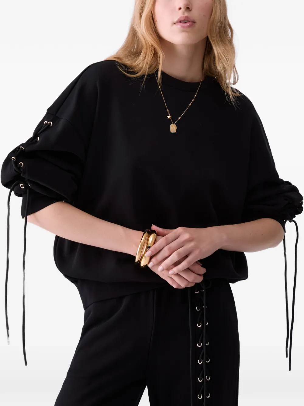 LIU JO Sweater met veters Zwart