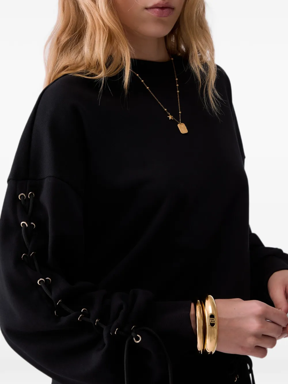 LIU JO Sweater met veters Zwart