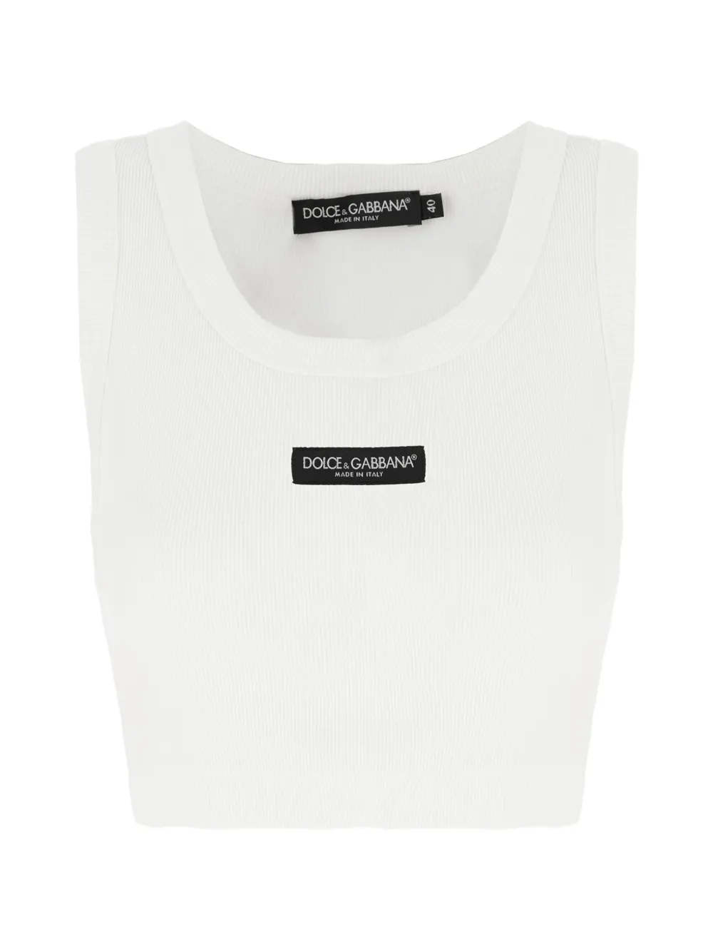 Dolce & Gabbana ribbed logo cropped top - Weiß