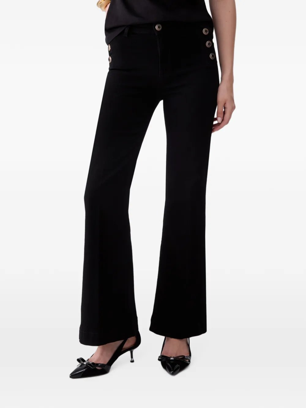 LIU JO Flared jeans met sierknopen Zwart